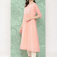 Janasya Women's Peach Georgette Embossed Work Festive Gathered Kurta | Swadesiicart