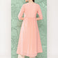 Janasya Women's Peach Georgette Embossed Work Festive Gathered Kurta | Swadesiicart