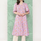 Janasya Women's Lavender Moss Digital Floral Printed Festive Flared Kurta | Swadesiicart