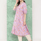 Janasya Women's Lavender Moss Digital Floral Printed Festive Flared Kurta | Swadesiicart