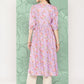 Janasya Women's Lavender Moss Digital Floral Printed Festive Flared Kurta | Swadesiicart