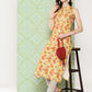 Janasya Women's Yellow Moss Digital Floral Printed Casual Straight Kurta | Swadesiicart