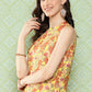 Janasya Women's Yellow Moss Digital Floral Printed Casual Straight Kurta | Swadesiicart