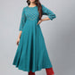 Janasya Women's Dark Green Crepe Foil Printed Festive A-Line Kurta | Swadesiicart