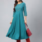 Janasya Women's Dark Green Crepe Foil Printed Festive A-Line Kurta | Swadesiicart