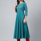 Janasya Women's Dark Green Crepe Foil Printed Festive A-Line Kurta | Swadesiicart