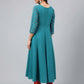 Janasya Women's Dark Green Crepe Foil Printed Festive A-Line Kurta | Swadesiicart