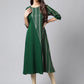 Janasya Women's Dark Green Crepe Foil Printed Casual A-Line Kurta - Swadesiicart