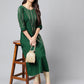 Janasya Women's Dark Green Crepe Foil Printed Casual A-Line Kurta - Swadesiicart