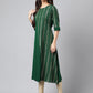 Janasya Women's Dark Green Crepe Foil Printed Casual A-Line Kurta - Swadesiicart