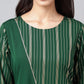 Janasya Women's Dark Green Crepe Foil Printed Casual A-Line Kurta - Swadesiicart