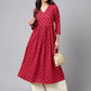 Janasya Women's Maroon Crepe Bandhani Printed Casual Flared Kurta | Swadesiicart
