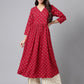 Janasya Women's Maroon Crepe Bandhani Printed Casual Flared Kurta | Swadesiicart