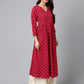 Janasya Women's Maroon Crepe Bandhani Printed Casual Flared Kurta | Swadesiicart