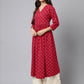 Janasya Women's Maroon Crepe Bandhani Printed Casual Flared Kurta | Swadesiicart