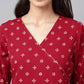 Janasya Women's Maroon Crepe Bandhani Printed Casual Flared Kurta | Swadesiicart