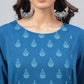 Janasya Women's Teal Blue Crepe Ethnic Motif Printed Festive A-Line Kurta | Swadesiicart