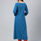 Janasya Women's Teal Blue Crepe Ethnic Motif Printed Festive A-Line Kurta | Swadesiicart