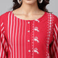 Janasya Women's Red Cotton Ethnic Motif Printed Casual Straight Kurta | Swadesiicart