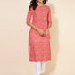 Janasya Red Cotton Striped Casual Kurta | Swadesiicart