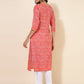 Janasya Red Cotton Striped Casual Kurta | Swadesiicart