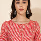 Janasya Red Cotton Striped Casual Kurta | Swadesiicart