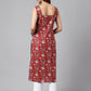 Janasya Women's Maroon Cotton Botanical Printed Casual Straight Kurta | Swadesiicart