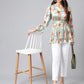 Janasya Women's Orange Satin Digital Floral Printed Casual Peplum Top | Swadesiicart