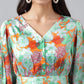 Janasya Women's Orange Satin Digital Floral Printed Casual Peplum Top | Swadesiicart