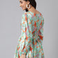 Janasya Women's Orange Satin Digital Floral Printed Casual Peplum Top | Swadesiicart