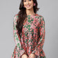 Janasya Women's Pink Satin Digital Floral Printed Casual Flared Top | Swadesiicart