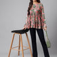 Janasya Women's Pink Satin Digital Floral Printed Casual Flared Top | Swadesiicart