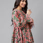 Janasya Women's Pink Satin Digital Floral Printed Casual Flared Top | Swadesiicart