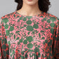 Janasya Women's Pink Satin Digital Floral Printed Casual Flared Top | Swadesiicart