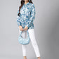 Janasya Women's Grey Satin Digital Floral Printed Casual Shirt Style Top | Swadesiicart