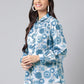 Janasya Women's Grey Satin Digital Floral Printed Casual Shirt Style Top | Swadesiicart
