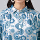 Janasya Women's Grey Satin Digital Floral Printed Casual Shirt Style Top | Swadesiicart