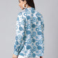 Janasya Women's Grey Satin Digital Floral Printed Casual Shirt Style Top | Swadesiicart