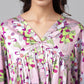 Janasya Women's Orange Satin Digital Floral Printed Casual Peplum Top | Swadesiicart