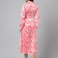 Janasya Women's Peach Satin Digital Floral Printed A-line Casual Dress | Swadesiicart