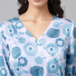 Janasya Women's Grey Satin Digital Floral Printed Flared Casual Dress | Swadesiicart