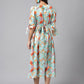 Janasya Women's Orange Satin Digital Floral Printed Flared Casual Dress | Swadesiicart