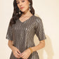 Janasya Grey Crepe Foil Printed Festive Kurta - Swadesiicart