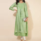 Janasya Light Green Crepe Foil Printed Festive Kurta | Swadesiicart