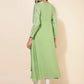 Janasya Light Green Crepe Foil Printed Festive Kurta | Swadesiicart
