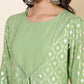 Janasya Light Green Crepe Foil Printed Festive Kurta | Swadesiicart