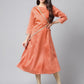 Janasya Women's Peach Crepe Silk Embellished Festive A-Line Kurta | Swadesiicart