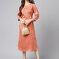 Janasya Women's Peach Crepe Silk Embellished Festive A-Line Kurta | Swadesiicart