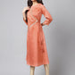 Janasya Women's Peach Crepe Silk Embellished Festive A-Line Kurta | Swadesiicart