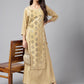 Janasya Women's Beige Crepe Embellished Festive A-Line Kurta | Swadesiicart